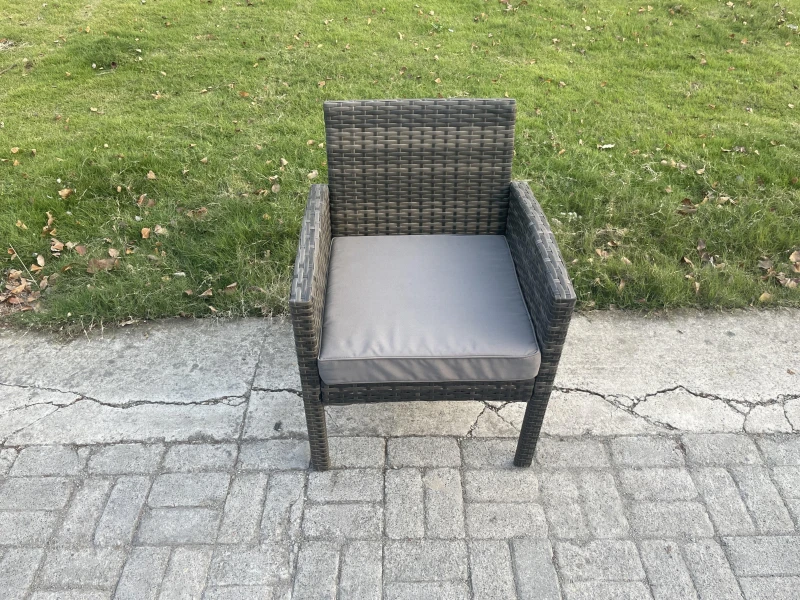 Image of Fimous High Back Rattan Outdoor Garden Furniture Arm Chair Patio With Thick Seat Cushion in Dark Grey Dark Grey Unisex