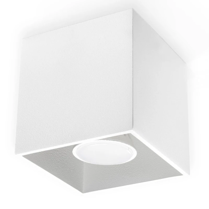 Image of SOLLUX Modern LED Square Ceiling Lamp - White, GU10 Bulb, Loft Design - High Quality & Attention to Detail