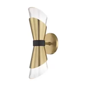 Image of Angie 2 Light Wall Sconce Brass, Black, Glass