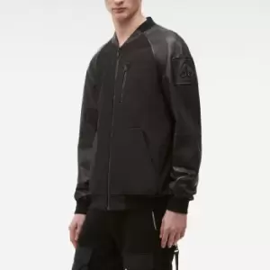 Image of Moose Knuckles Rouge Park Jersey and Leather Bomber Jacket - M