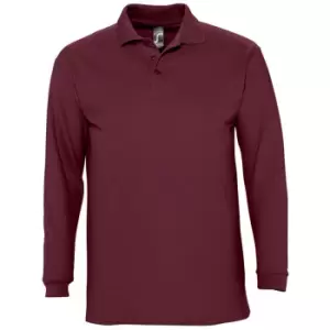 Image of SOLS Mens Winter II Long Sleeve Pique Cotton Polo Shirt (M) (Burgundy)