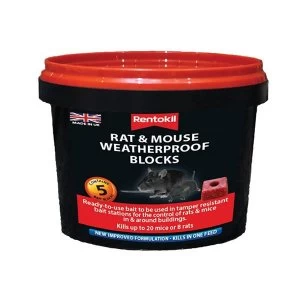 Image of Rentokil Rat & Mouse Weatherproof Blocks (Tub 10)