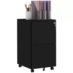 Image of Vinsetto 2-Drawer Vertical Filing Cabinet with Lock, Steel Mobile File Cabinet with Adjustable Hanging Bar for A4, Legal and Letter Size, Black