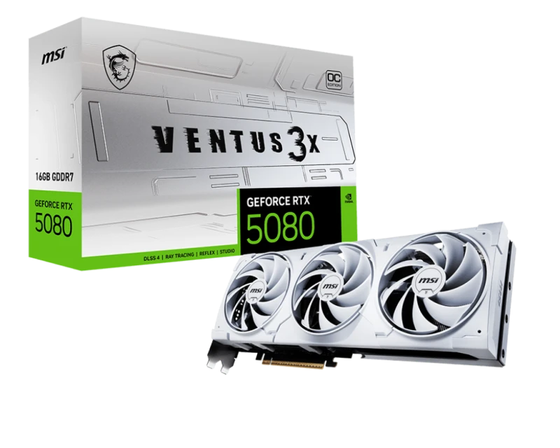 Image of MSI NVIDIA GeForce RTX 5080 16G VENTUS 3X OC White GDDR7 Graphics Card