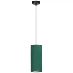 Image of Emibig Bente Black Slim Pendant Ceiling Light with Green Fabric Shades, 1x E14