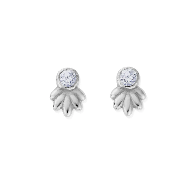 Image of ChloBo Glistening Silver Flower Stud Earrings SEST3444 Silver female