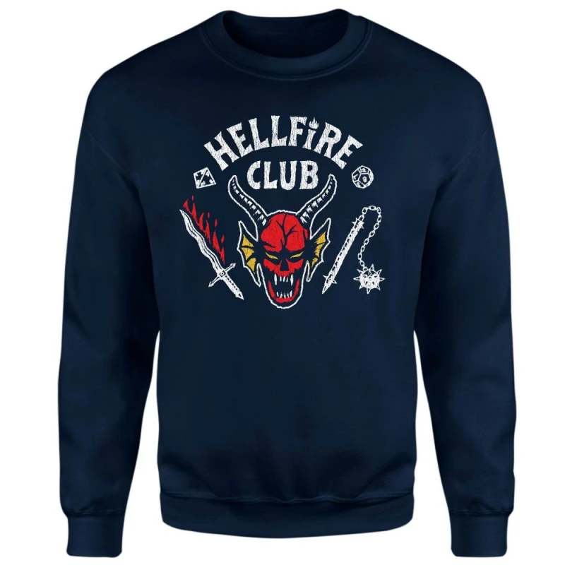 Image of Stranger Things Hellfire Club Vintage Sweatshirt - Navy - L
