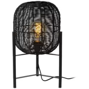 Image of Lucide HERMINE - Table Lamp - Ø30cm - 1xE27 - Black