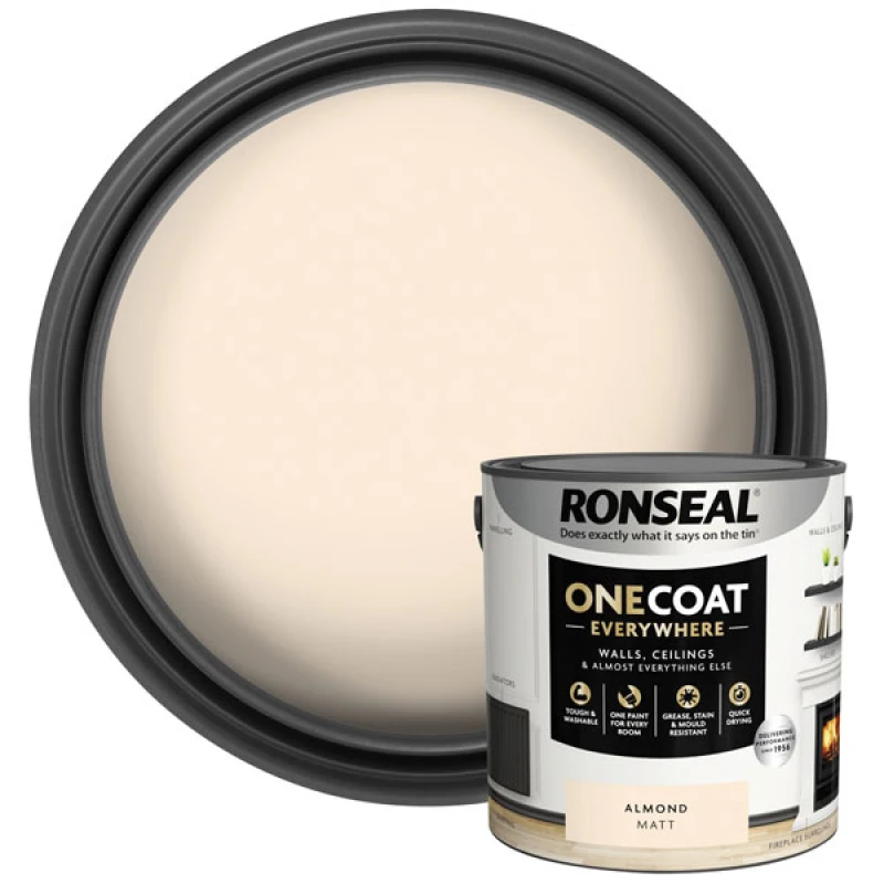 Image of Ronseal One Coat Everywhere Multi Surface Matt Paint Pure Brilliant White - 5L White