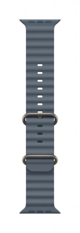 Image of Apple Apple Natural Titanium Finish Band Blue Fluoroelastomer, Titanium MGCC4ZM/A