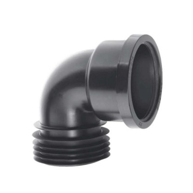 Image of McAlpine DC90-BL Black 4"/110mm 90° Drain Connector with Boss Black