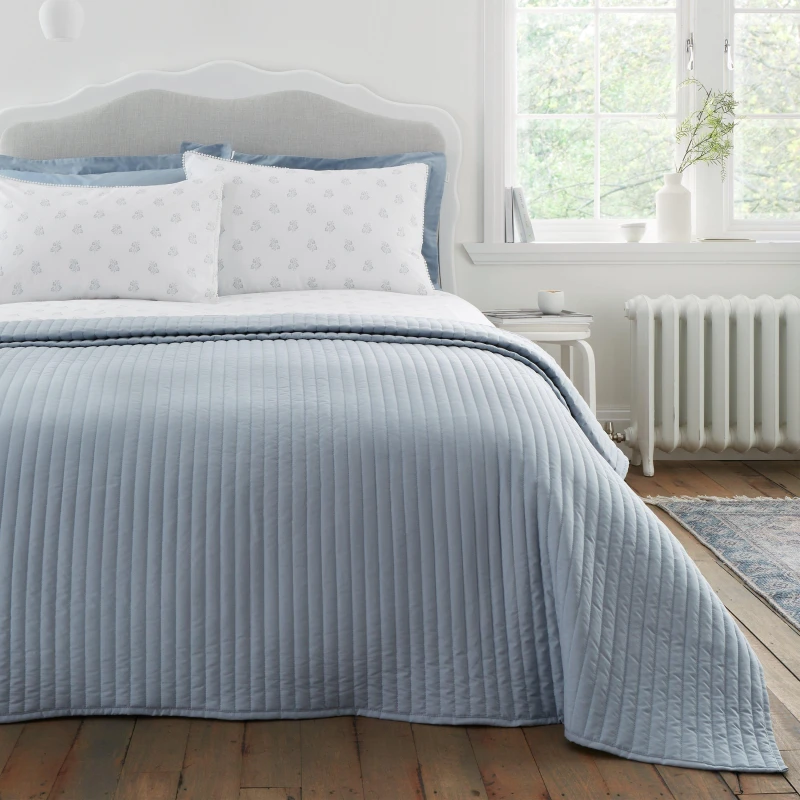 Image of Bianca Quilted Lines Bedspread Bedspreads 220x230cm Blue 41758218000