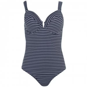 Image of Figleaves Cast Away V Plunge Swimsuit - INK/WHITESTRIPE