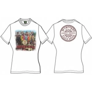 Image of Sgt Pepper Ladies White Vintage Print TShirt: Medium