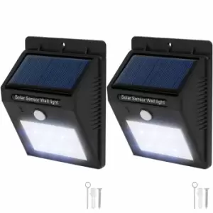 Image of Tectake 2 LED Solar Wall Lights With Motion Detector Black