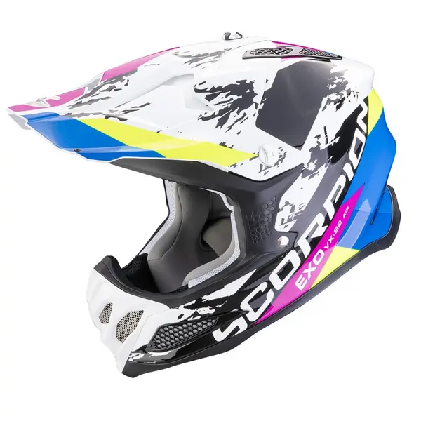 Image of Scorpion VX-22 Air CX White Black Blue Offroad Helmet Size L
