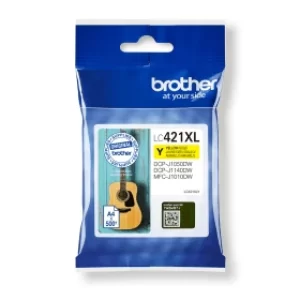 Image of Brother LC421XLY High Capacity Yellow Ink Cartridge (Original)