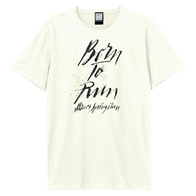 Image of Amplified Amplified Men Born To Run Bruce Springsteen T-Shirt in White Size: 3X-Large White XXXL Male 5063806694779