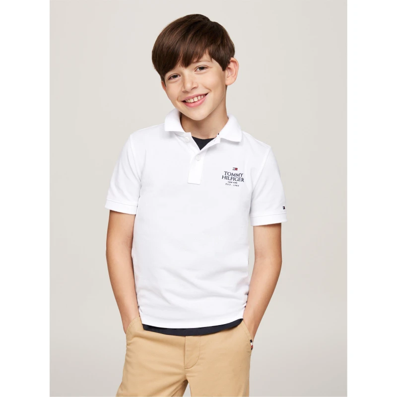 Image of Tommy Hilfiger TH LOGO REGULAR POLO SS Short Sleeve Polos 4Y White 54834001135