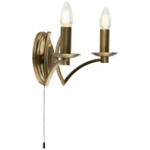 Image of Searchlight Ascot 2 Light Wall Light Antique Brass