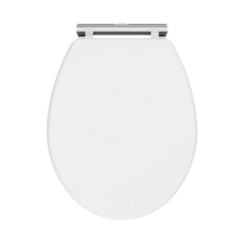 Image of Balterley Classic Traditional Bathroom Soft Close Wooden Toilet Seat, Satin White