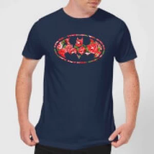 Image of DC Comics Floral Batman Logo T-Shirt - Navy - M - Black