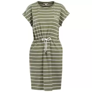Image of Barbour Womens Marlo Stripe Dress Dusky Khaki/White 10