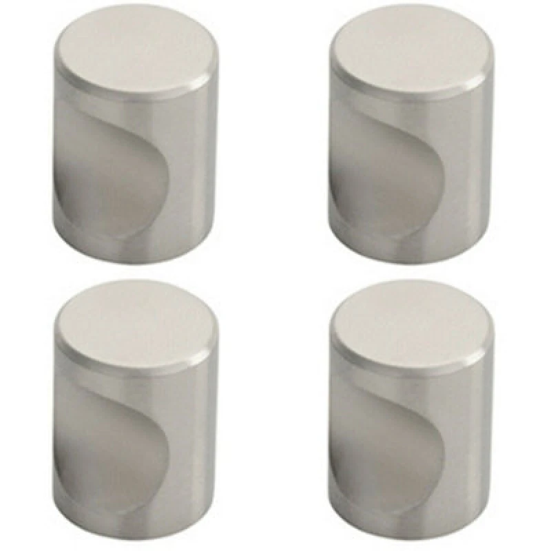 Image of Loops 4x Cylindrical Cupboard Door Knob 16mm Diameter Stainless Steel Cabinet Handle Metallics unisex