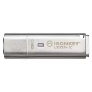 Image of Kingston Technology IronKey Locker+ 50 USB flash drive 128GB USB Type-A 3.2 Gen 1 (3.1 Gen 1) Silver
