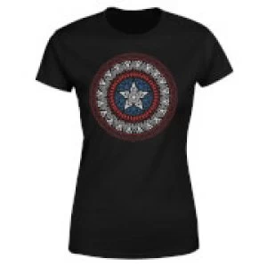 Image of Marvel Captain America Oriental Shield Womens T-Shirt - Black