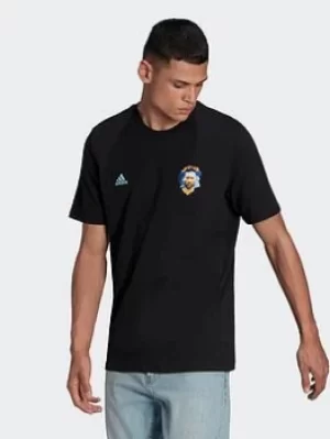 Image of adidas Messi Icon Football Graphic T-Shirt, Black, Size S, Men