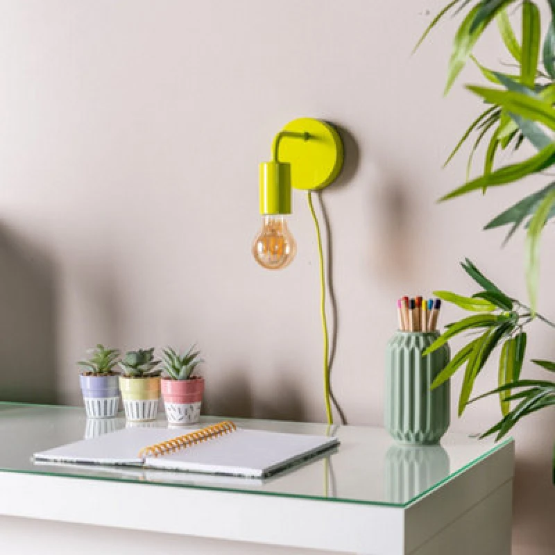 Image of ValueLights Colour Pop Plug-In Wall Light Lime