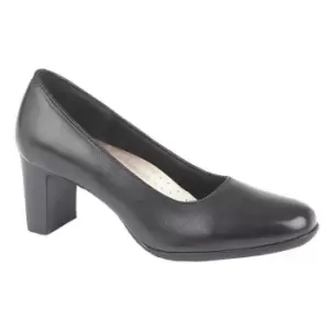 Image of Mod Comfys Womens/Ladies Block Heel Leather Court Shoes (2 UK) (Black)