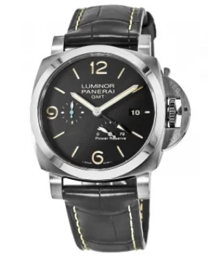 Image of Panerai Luminor GMT Black Dial Black Leather Strap Mens Watch PAM01321 PAM01321