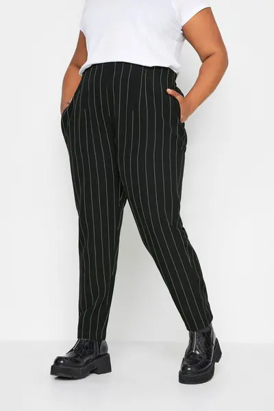 Image of Yours Printed Tapered Trousers Black