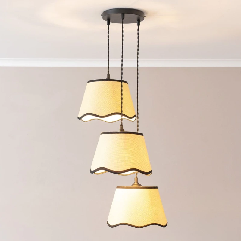 Image of ValueLights ValueLights Dutton Black Trim Scallop 3 Drop Cluster Black Ceiling Pendant Light in Gold Gold One Size Unisex 5059406062513
