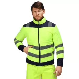Image of Regatta Mens Baffled Hi-Vis Thermal Top (M) (Yellow/Navy)