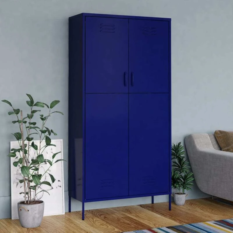 Image of VIDAXL Wardrobe Navy Blue 90x50x180cm Steel Vidaxl 8720286565568