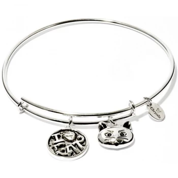 Image of Ladies Chrysalis Silver Plated Friend & Family I Love Cat Expandable Bangle