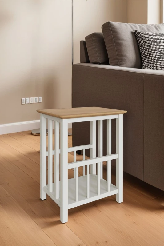 Image of FWStyle FWStyle Oak Magazine Table Painted Linen Finish in White White One Size Unisex 5056413124784