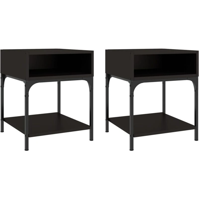 Image of VIDAXL Bedside Tables 2 pcs Black 40x41x50cm Engineered Wood vidaXL 8720845938338