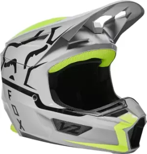 Image of FOX V2 Merz Motocross Helmet, grey-yellow, Size S, grey-yellow, Size S