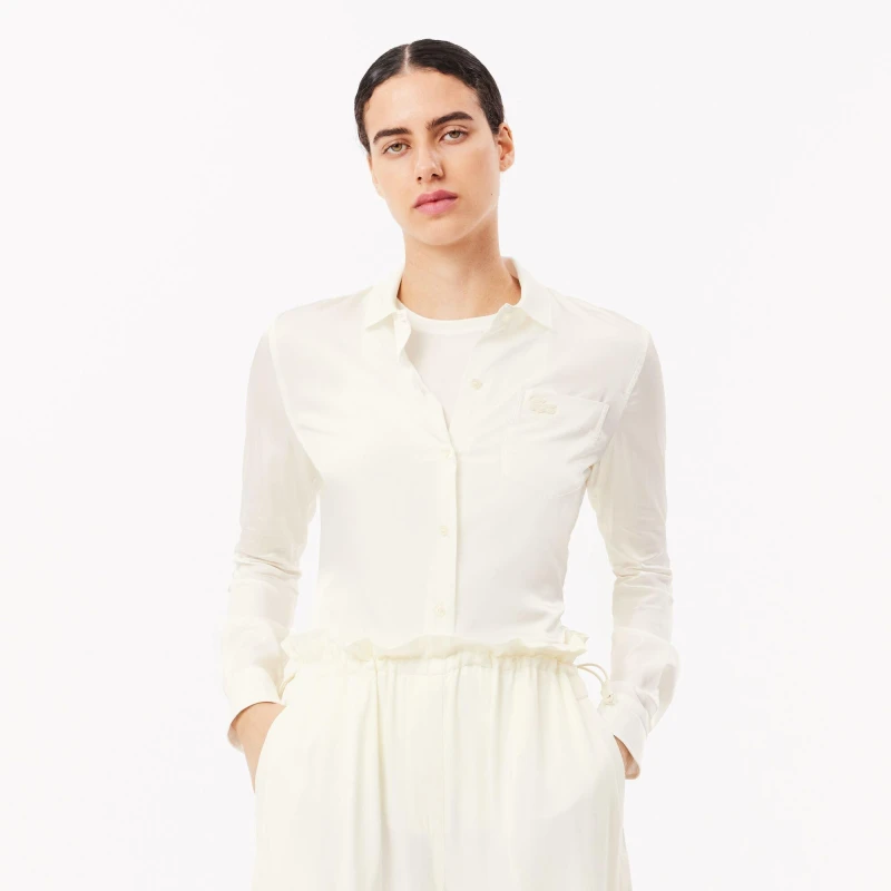 Image of Lacoste Womens Long Sleeve Oxford Shirt Lapland female 12 (40)