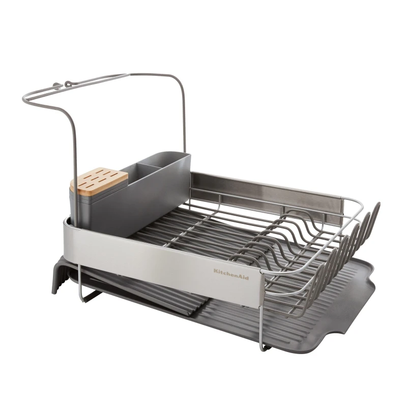 Image of KitchenAid Expandable Dish-Drying Rack with Glassware Attachment Grey
