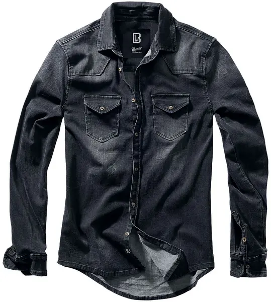 Image of Brandit Riley Denim Shirt Jeans Shirt Black 5XL Men