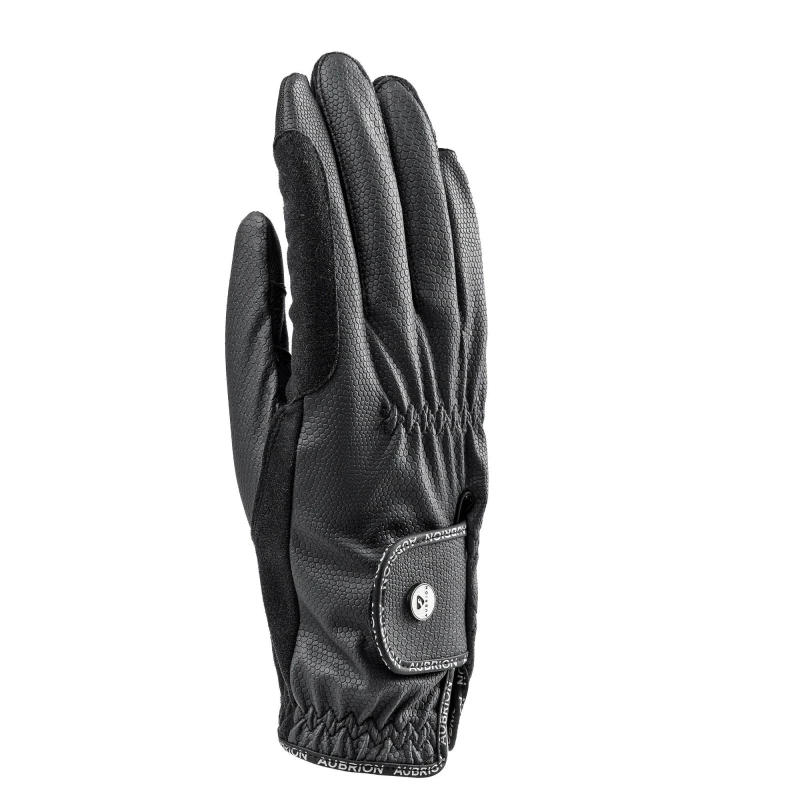 Image of Aubrion Stadium Synthetic Leather Riding Gloves in Black Size: Medium Black Unisex M
