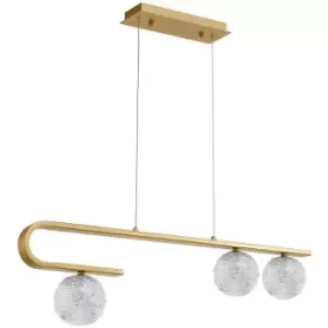 Image of Merano - Concord 3 Light Bar Pendant Ceiling Light Clear Structured Glass, Brass Gold LED G9