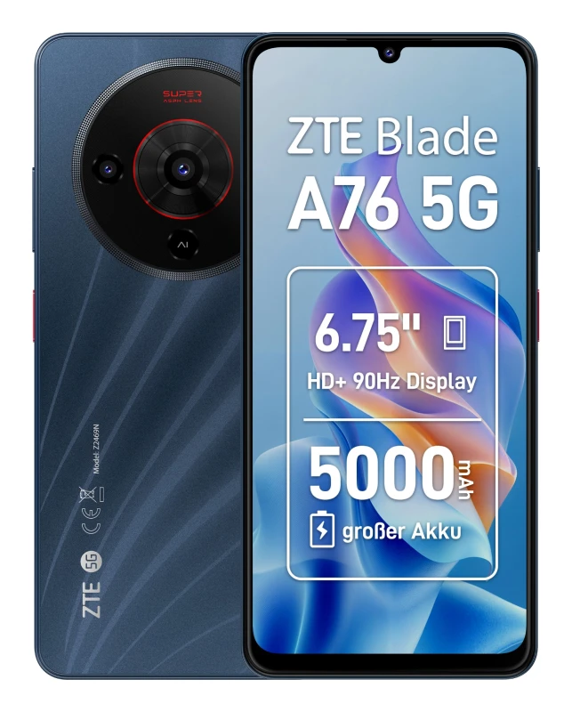 Image of ZTE Blade A76 5G 17.1cm (6.75") Dual SIM USB Type-C 4GB 128GB