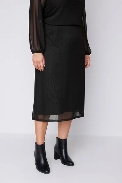 Image of Evans Mesh Midi Skirt Black