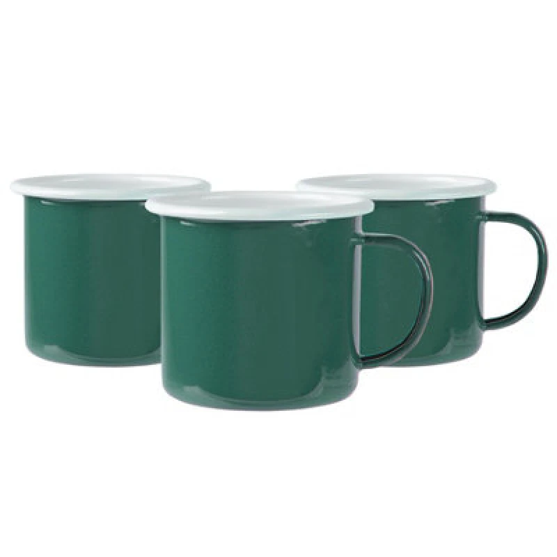 Image of Argon Tableware Coloured Enamel Mugs - 375Ml - Green - Pack Of 6